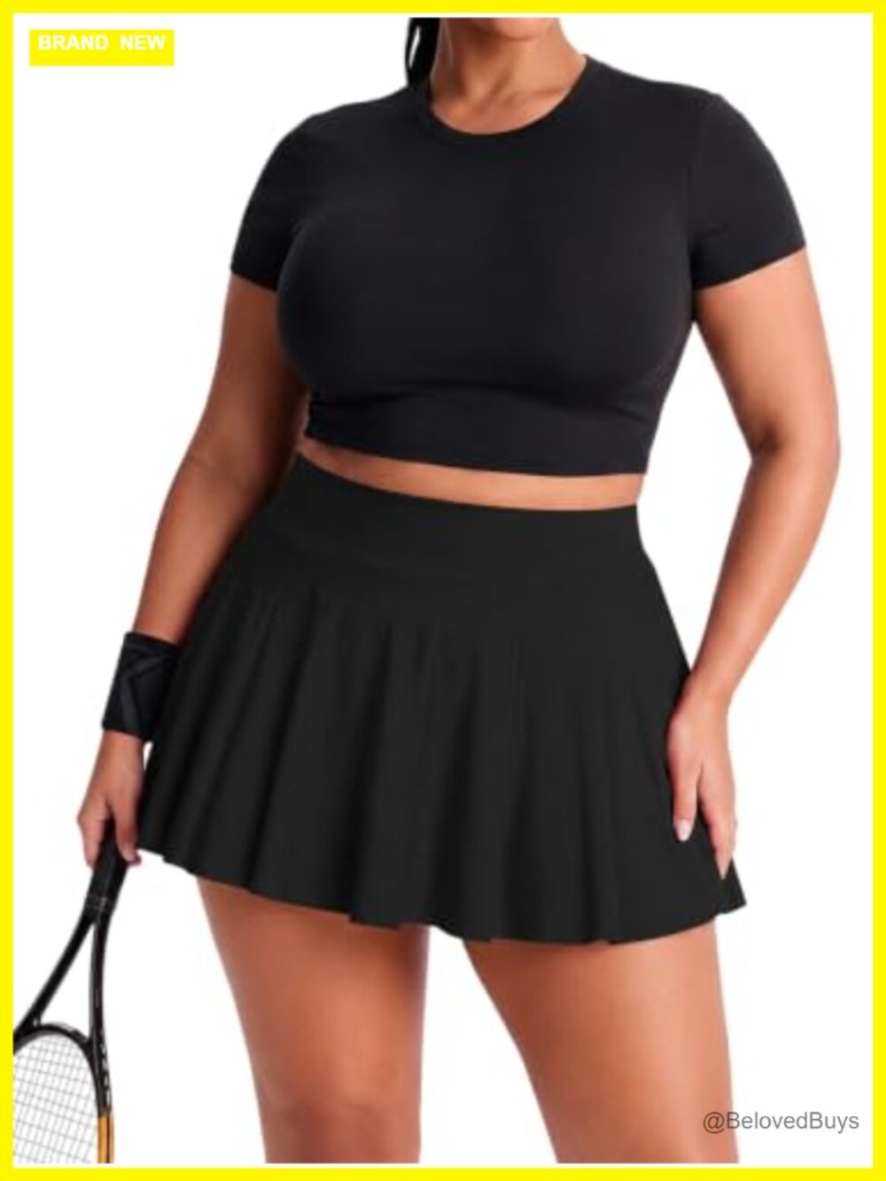 Plus Size High Waisted A-Line Athletic Skort with Pockets